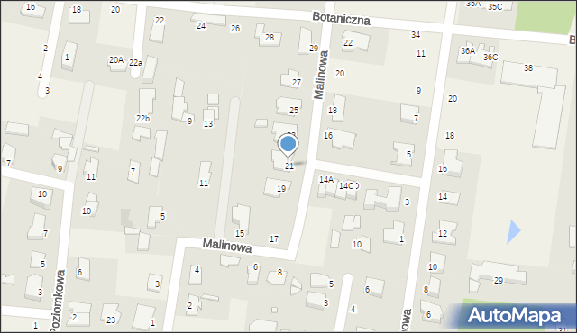 Osielsko, Malinowa, 21, mapa Osielsko