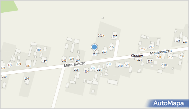 Ossów, Matarewicza, 201, mapa Ossów