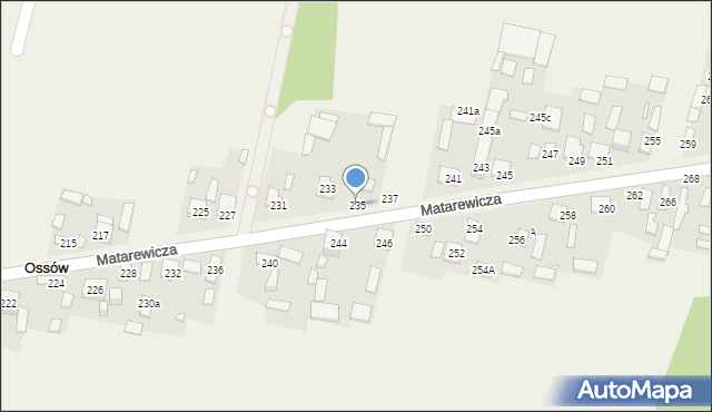 Ossów, Matarewicza, 235, mapa Ossów