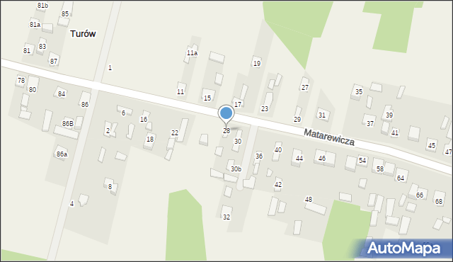 Ossów, Matarewicza, 28, mapa Ossów