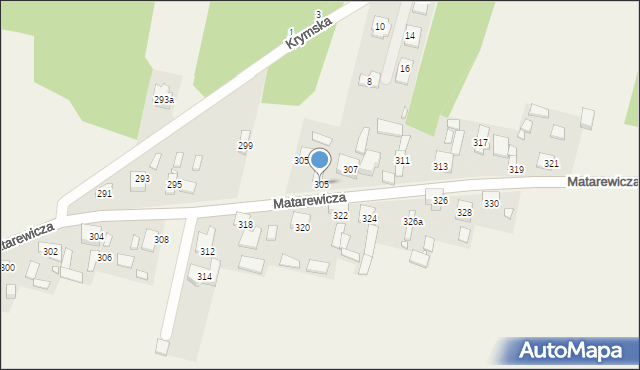 Ossów, Matarewicza, 305, mapa Ossów