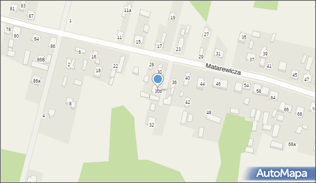 Ossów, Matarewicza, 30b, mapa Ossów