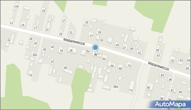 Ossów, Matarewicza, 58, mapa Ossów