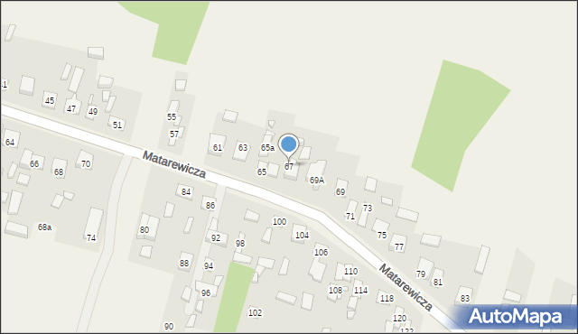 Ossów, Matarewicza, 67, mapa Ossów