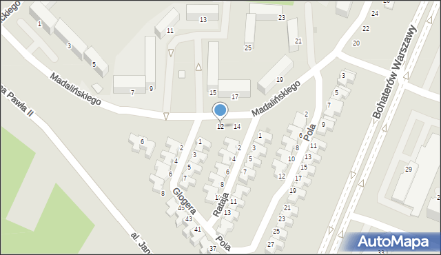 Ostrołęka, Madalińskiego Antoniego Józefa, gen., 12, mapa Ostrołęka