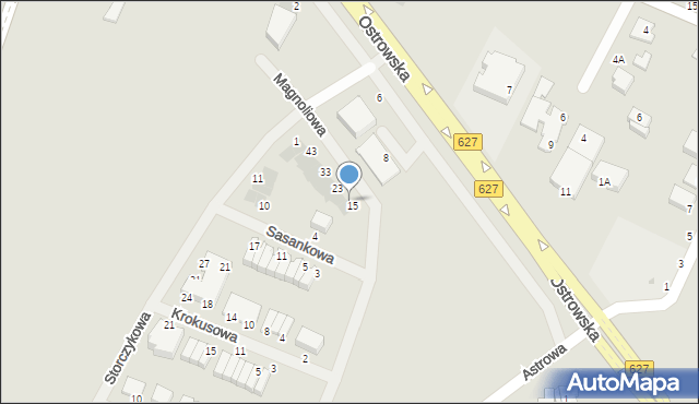 Ostrołęka, Magnoliowa, 17, mapa Ostrołęka