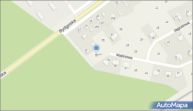 Ostromecko, Malinowa, 53, mapa Ostromecko