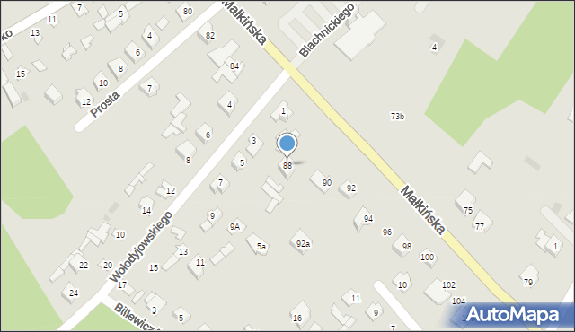 Ostrów Mazowiecka, Małkińska, 88, mapa Ostrów Mazowiecka