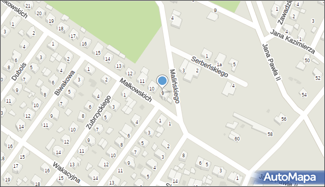 Ostrzeszów, Małkowskich O. A., 9, mapa Ostrzeszów