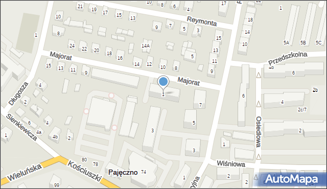 Pajęczno, Majorat, 1, mapa Pajęczno