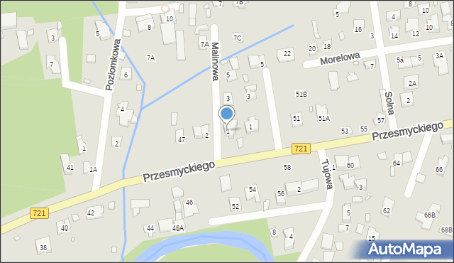 Piaseczno, Malinowa, 1, mapa Piaseczno