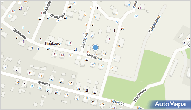 Piaskowo, Malwowa, 17, mapa Piaskowo