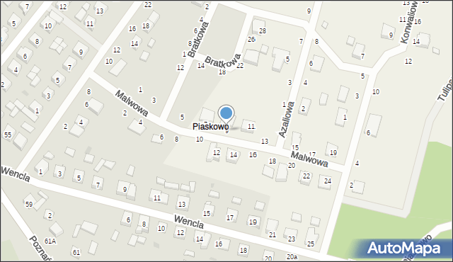 Piaskowo, Malwowa, 9, mapa Piaskowo