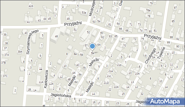 Piekary Śląskie, Matejki Jana, 5A, mapa Piekary Śląskie