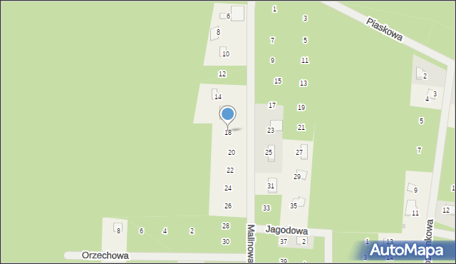 Piła, Malinowa, 18, mapa Piły