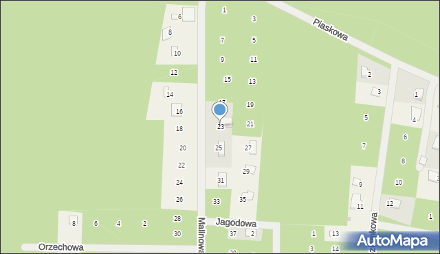 Piła, Malinowa, 23, mapa Piły