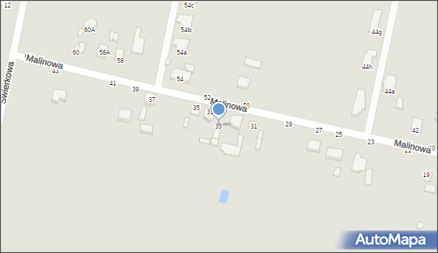 Piotrków Trybunalski, Malinowa, 33, mapa Piotrków Trybunalski