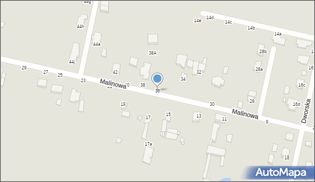 Piotrków Trybunalski, Malinowa, 36, mapa Piotrków Trybunalski