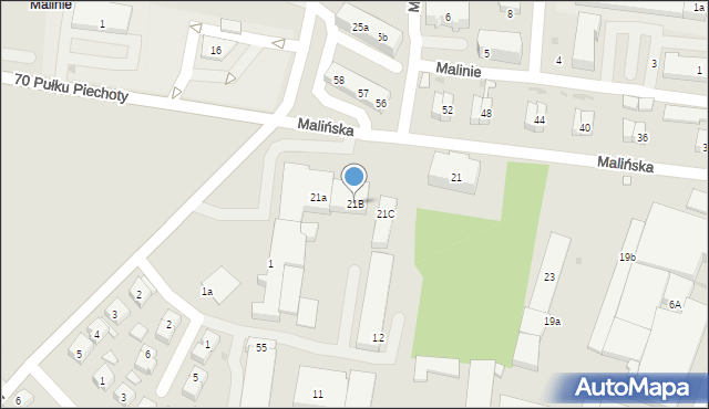 Pleszew, Malińska, 21B, mapa Pleszew