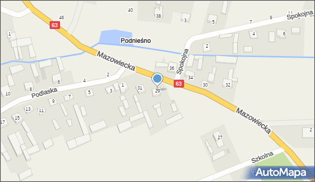 Podnieśno, Mazowiecka, 29, mapa Podnieśno