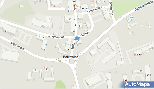 Polkowice, Mała, 1, mapa Polkowice