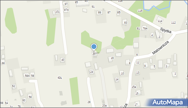 Poręba Spytkowska, Malownicza, 20, mapa Poręba Spytkowska