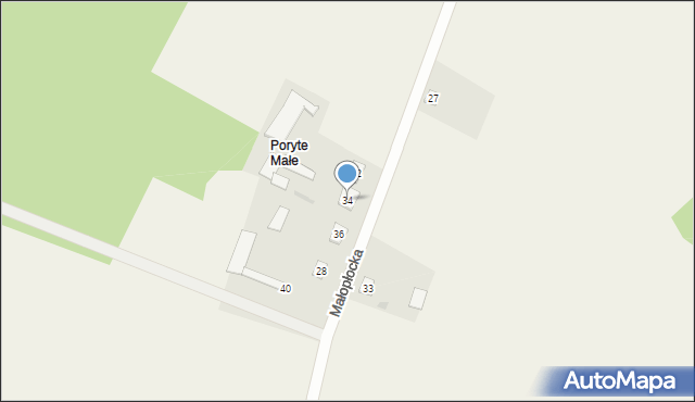 Poryte, Małopłocka, 34, mapa Poryte