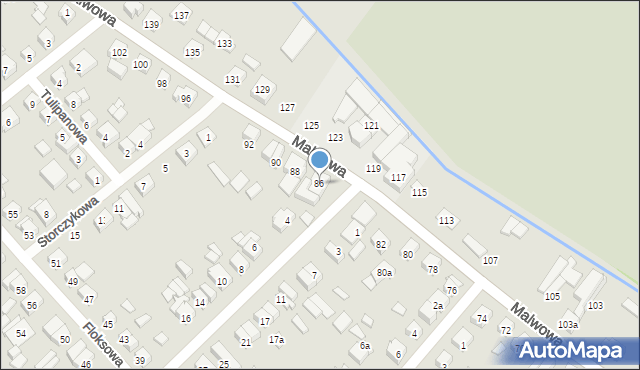 Poznań, Malwowa, 86, mapa Poznania