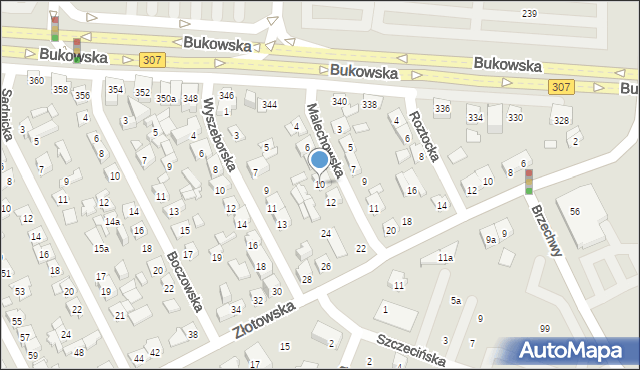 Poznań, Malechowska, 10, mapa Poznania