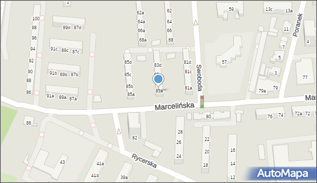 Poznań, Marcelińska, 83a, mapa Poznania