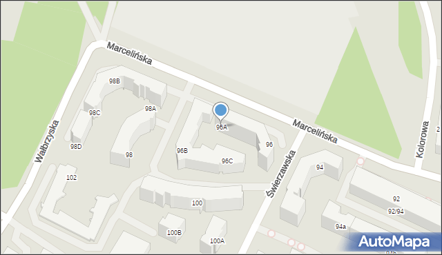 Poznań, Marcelińska, 96A, mapa Poznania