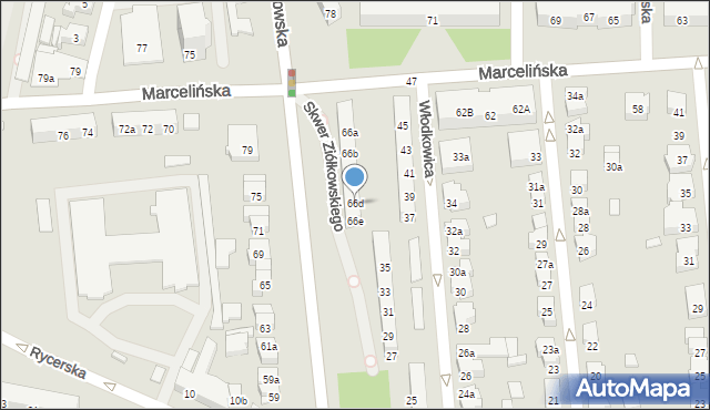 Poznań, Marcelińska, 66d, mapa Poznania