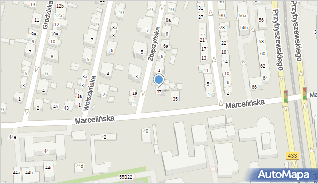 Poznań, Marcelińska, 37, mapa Poznania