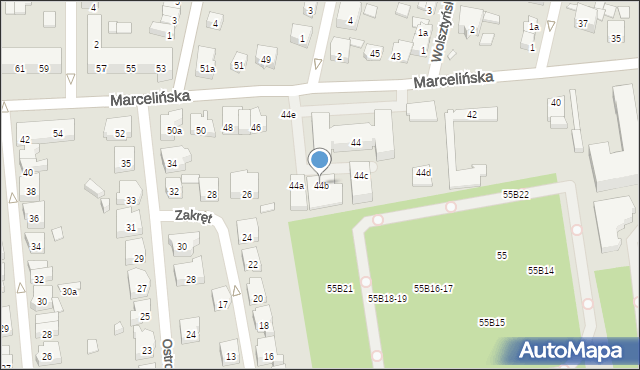 Poznań, Marcelińska, 44b, mapa Poznania