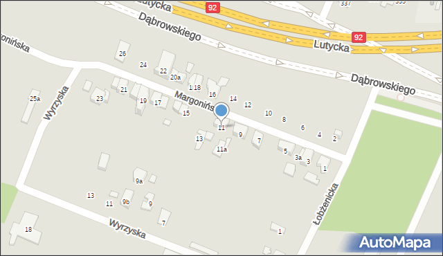 Poznań, Margonińska, 11, mapa Poznania