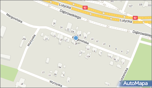 Poznań, Margonińska, 15, mapa Poznania