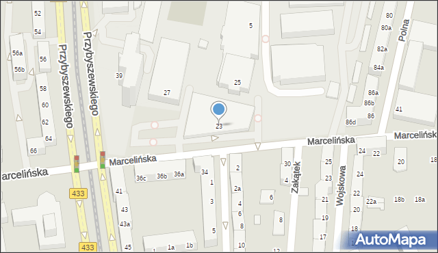 Poznań, Marcelińska, 23, mapa Poznania