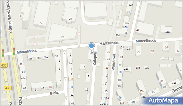 Poznań, Marcelińska, 30, mapa Poznania