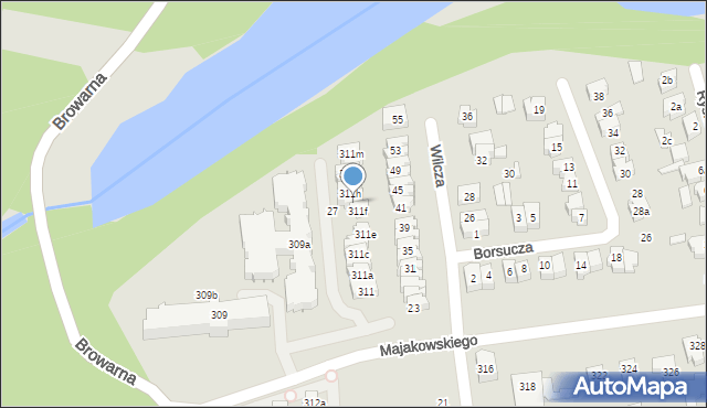 Poznań, Majakowskiego Włodzimierza, 311g, mapa Poznania