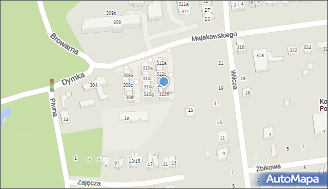 Poznań, Majakowskiego Włodzimierza, 312h, mapa Poznania