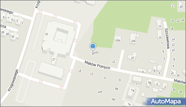 Poznań, Maków Polnych, 14, mapa Poznania