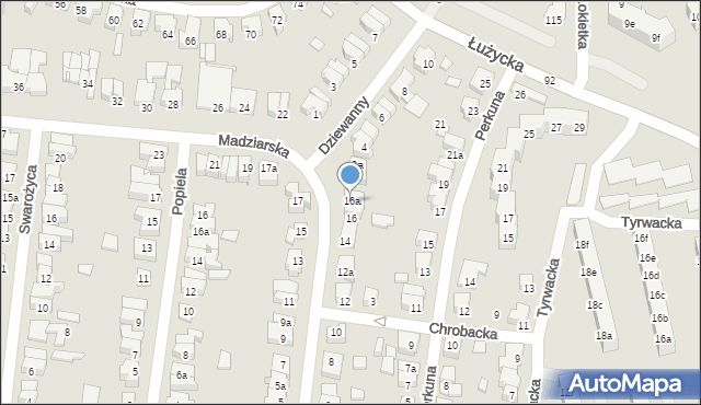 Poznań, Madziarska, 16a, mapa Poznania