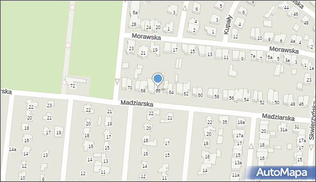 Poznań, Madziarska, 66, mapa Poznania