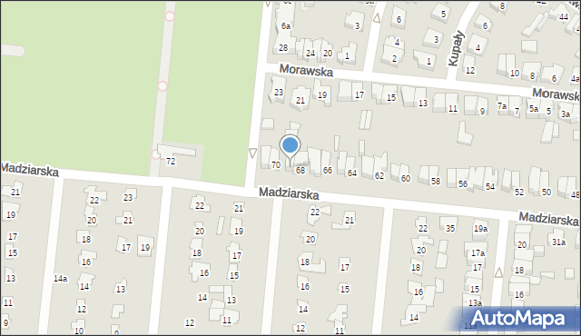 Poznań, Madziarska, 68a, mapa Poznania