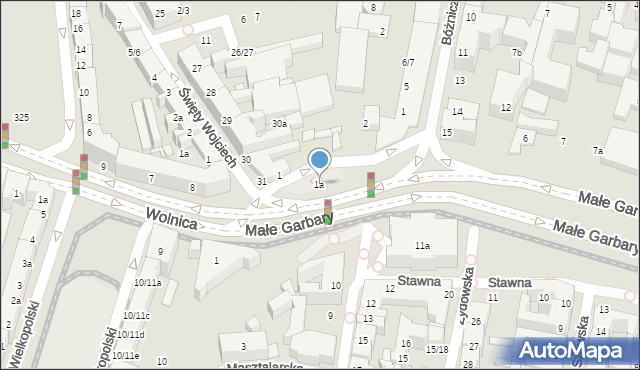 Poznań, Małe Garbary, 1a, mapa Poznania