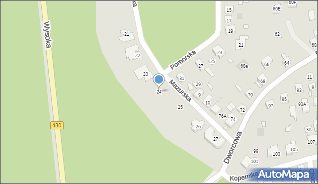 Puszczykowo, Mazurska, 24, mapa Puszczykowo