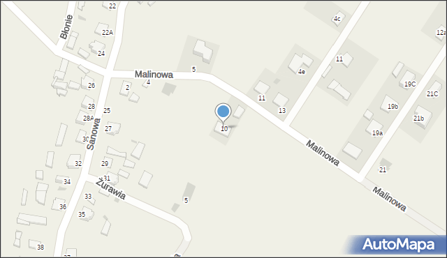 Pysznica, Malinowa, 10, mapa Pysznica