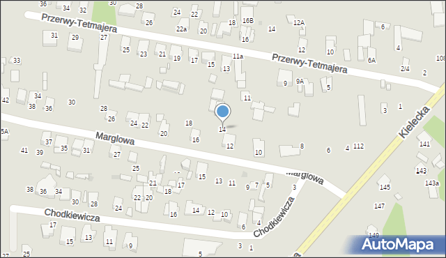 Radom, Marglowa, 14, mapa Radomia