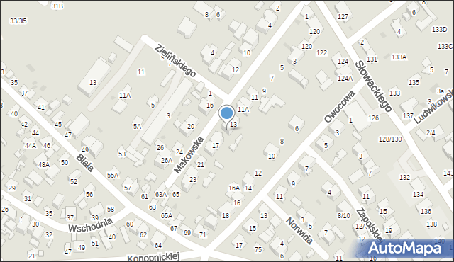 Radom, Makowska, 15, mapa Radomia