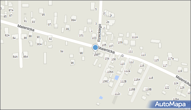 Radom, Malenicka, 100, mapa Radomia